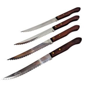 VTG Set of 4 JC Penney Fashion Manor Stainless Steak Knives Wood Handle USA MCM